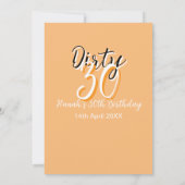 Invitation Triste trente orange blanc simple rétro annonce d' (Dos)