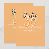 Invitation Triste trente orange blanc simple rétro annonce d' (Devant / Derrière)