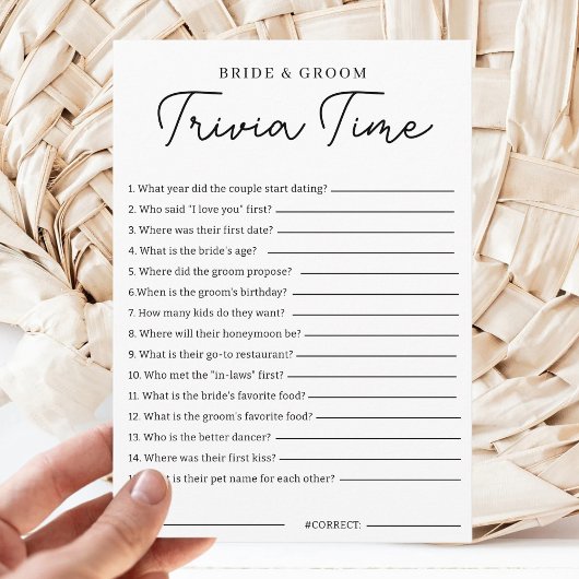 Invitation Trivia Game For Bride And Groom Bridal Shower Game