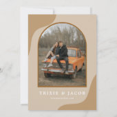 Invitation TRIXIE Beige Taupe Rétro Arched Photo Boho Mariage (Dos)