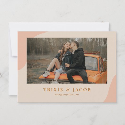 Invitation TRIXIE Blush Retro Arched Photo Enregistrer la dat (Dos)