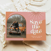 Invitation TRIXIE Retro Arched Photo Boho Enregistrer la date