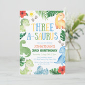 Invitation Trois A-Saurus Dino 3e Anniversaire (Debout devant)