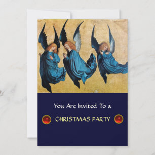 Invitation TROIS ANGELS EN BLEU, rubis rouge, papier feutre