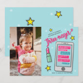 Invitation Trois ans, photo de troisième anniversaire à l'âge (Devant / Derrière)