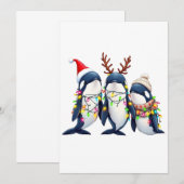 Invitation Trois baleines portent le chapeau de Noël (Devant / Derrière)