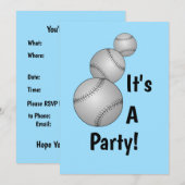 Invitation Trois Baseballs (Devant / Derrière)