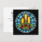 Invitation Trois Bougies Avec Verre De Noël Holly (Devant / Derrière)