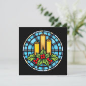 Invitation Trois Bougies Avec Verre De Noël Holly (Debout devant)