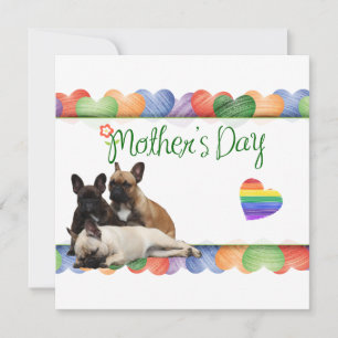 Invitation Trois bouledogues français Merci Bouledogue França