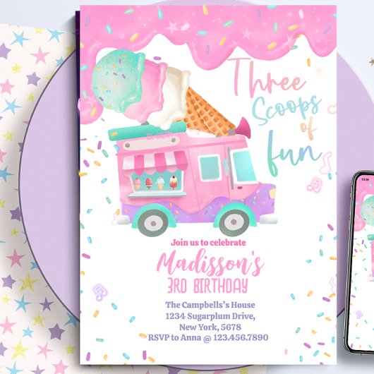 Invitation Trois Boules de Fun 3e Anniversaire