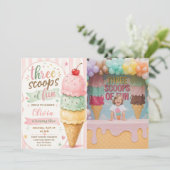 Invitation Trois Boules De Fun Fête D'anniversaire 3 Ans (Debout devant)