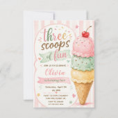 Invitation Trois Boules De Fun Fête D'anniversaire 3 Ans (Devant)
