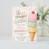 Invitation Trois Boules De Fun Fête D'anniversaire 3 Ans (Debout devant)
