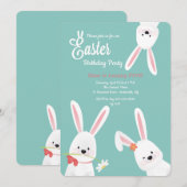 Invitation Trois Bunnies Pâques Fête d'Anniversaire (Devant / Derrière)