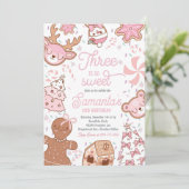 Invitation Trois C'Est Si Doux Cookie De Noël Partie Annivers (Debout devant)