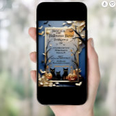 Invitation Trois chats noirs éffrayant blanc Halloween