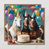 Invitation Trois Chevaux Piebald fête d'anniversaire, (Devant / Derrière)