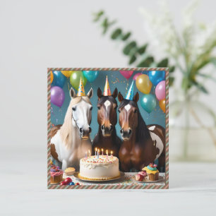 Invitation Trois Chevaux Piebald fête d'anniversaire,