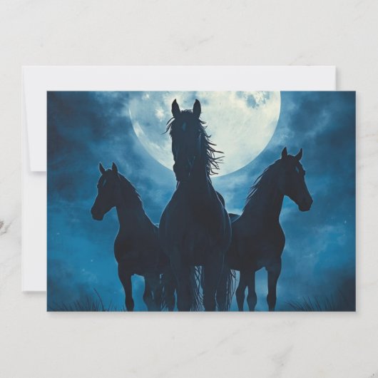 Invitation Trois chevaux sous la lune (Devant)