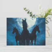 Invitation Trois chevaux sous la lune (Debout devant)