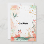 Invitation Trois coeurs 3e anniversaire Renard, hibou et cerf (Dos)