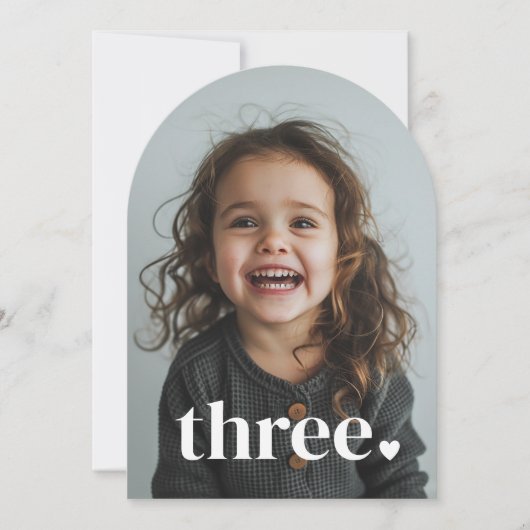 Invitation Trois Coeurs Arché Photo 3e anniversaire (Devant)