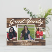 Invitation Trois Collage de photos Fête de fin d'études Rusti (Debout devant)