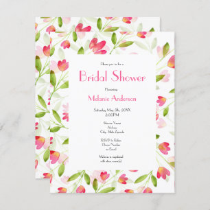 Invitation Trois corail rose Motif d'aquarelle