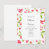 Invitation Trois corail rose Motif d'aquarelle (Devant / Derrière)