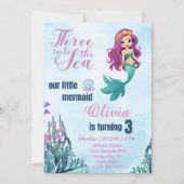 Invitation Trois dans la mer Filles de sirène 3e anniversaire (Devant)