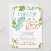 Invitation Trois dinosaures Rex (Devant)