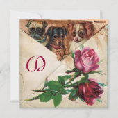 INVITATION TROIS DOGGIES AVEC ROSES (Devant)