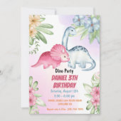 Invitation Trois enfants Rex Dinosaur 3e fête d'anniversaire (Devant)