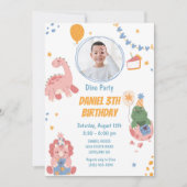 Invitation Trois enfants Rex Dinosaur 3e fête d'anniversaire (Devant)