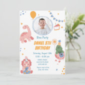 Invitation Trois enfants Rex Dinosaur 3e fête d'anniversaire (Debout devant)