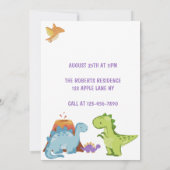 Invitation Trois enfants Rex illustration 3e fête d'anniversa (Dos)