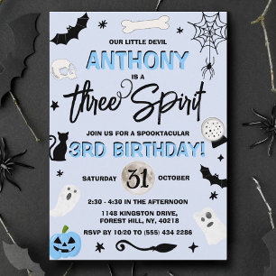 Invitation Trois Esprit ! Boys Halloween 3e anniversaire