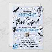 Invitation Trois Esprit ! Boys Halloween 3e anniversaire (Devant)