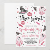 Invitation Trois Esprit Éffrayant Halloween anniversaire (Devant / Derrière)
