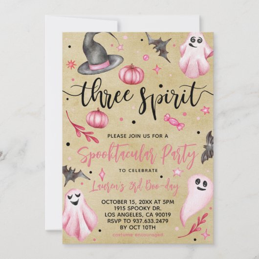 Invitation Trois Esprit Éffrayant Halloween anniversaire (Devant)