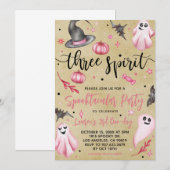 Invitation Trois Esprit Éffrayant Halloween anniversaire (Devant / Derrière)