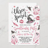 Invitation Trois Esprit Éffrayant Halloween anniversaire (Devant / Derrière)