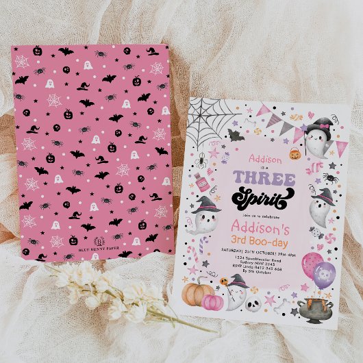 Invitation Trois Esprit | Fille Halloween Ghost 3ème annivers