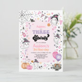 Invitation Trois Esprit | Fille Halloween Ghost 3ème annivers (Debout devant)