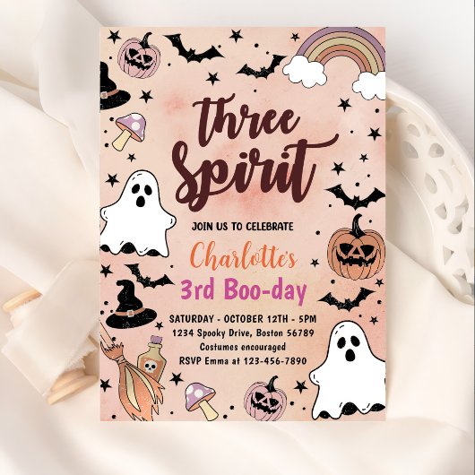 Invitation Trois Esprit Halloween 3e fête d'anniversaire