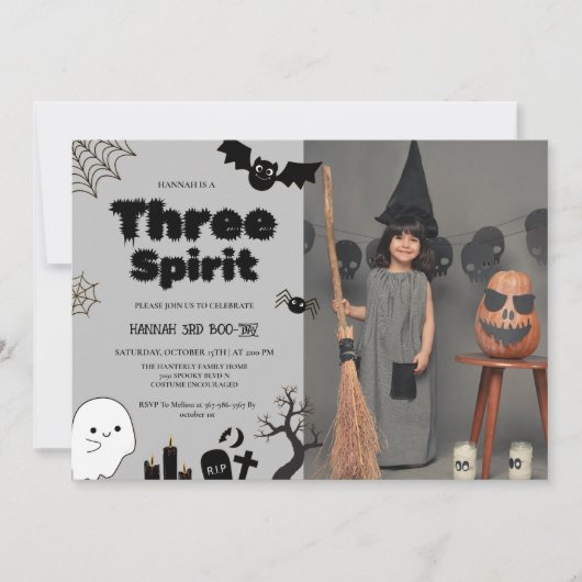 Invitation Trois Esprit Halloween 3ème anniversaire (Devant)