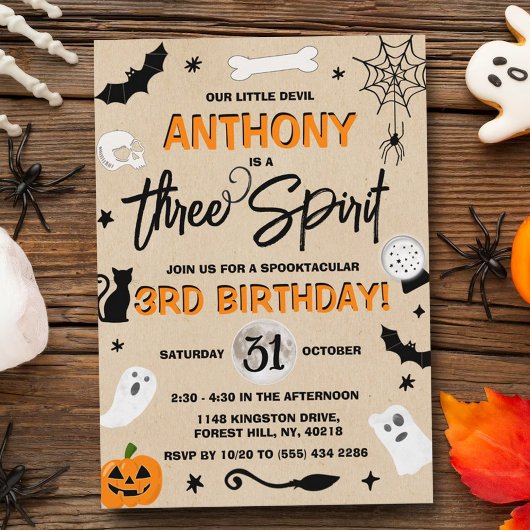 Invitation Trois Esprit ! Halloween 3ème anniversaire