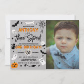 Invitation Trois Esprit ! Halloween 3ème anniversaire photo (Devant)