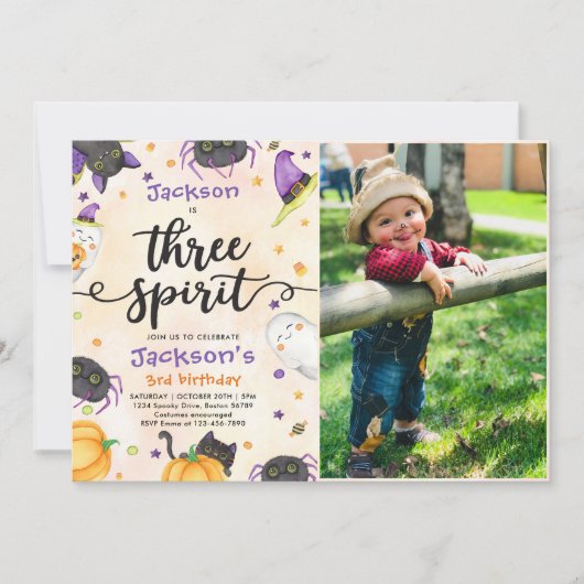 Invitation Trois Esprit Halloween 3ème anniversaire Photo (Devant)